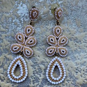 Gold and white chandelier earrings